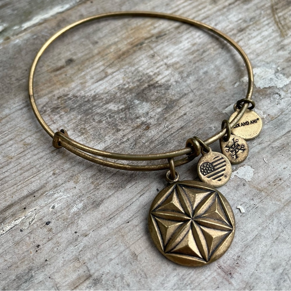 Alex & Ani Aphrodite’s Flower brass bracelet